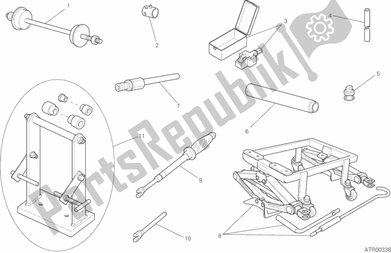 Alle onderdelen voor de Werkplaats Service Tools, Frame van de Ducati Scrambler Urban Enduro Thailand 803 2015